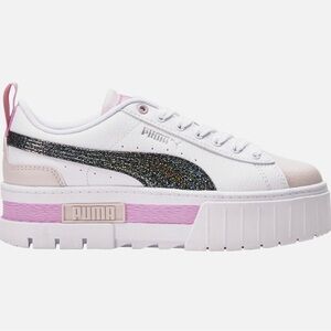 PUMA MAYZE PLATFORM Women's/Big Kids  White and Pink Glitter Sneakers